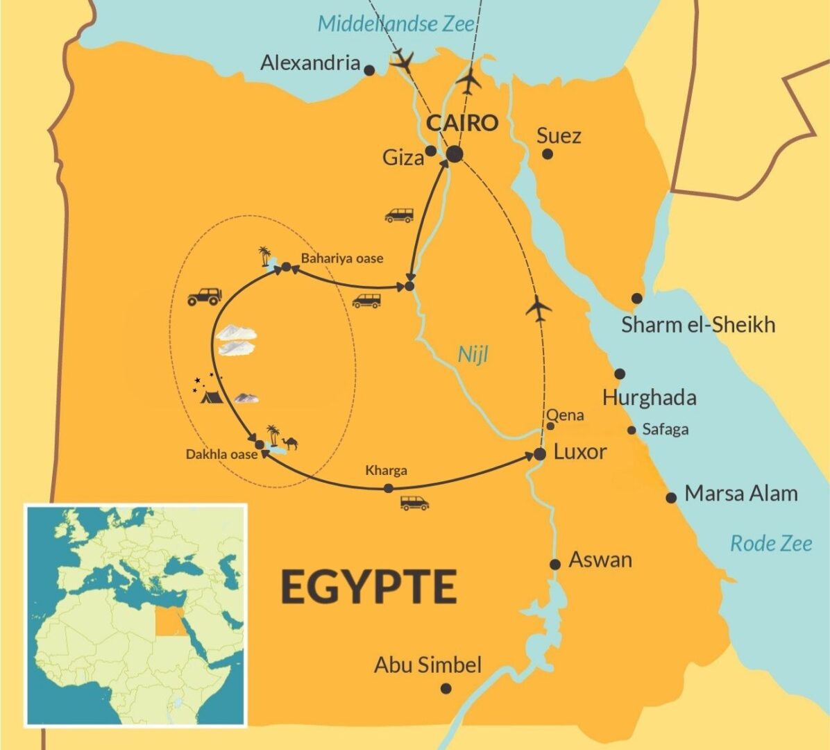 Reisroute rondreis Westelijke Woestijn Egypte | Kingfisher Tours